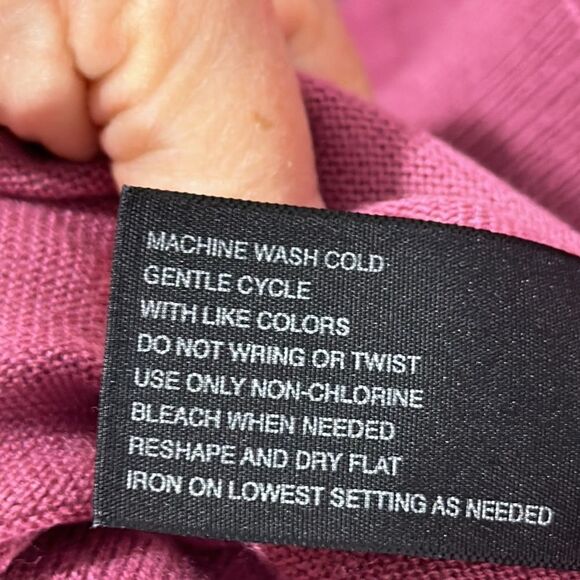 MIXIT Sweater Medium Pink Wool Blend Plunge Neckline - Picture 13 of 13